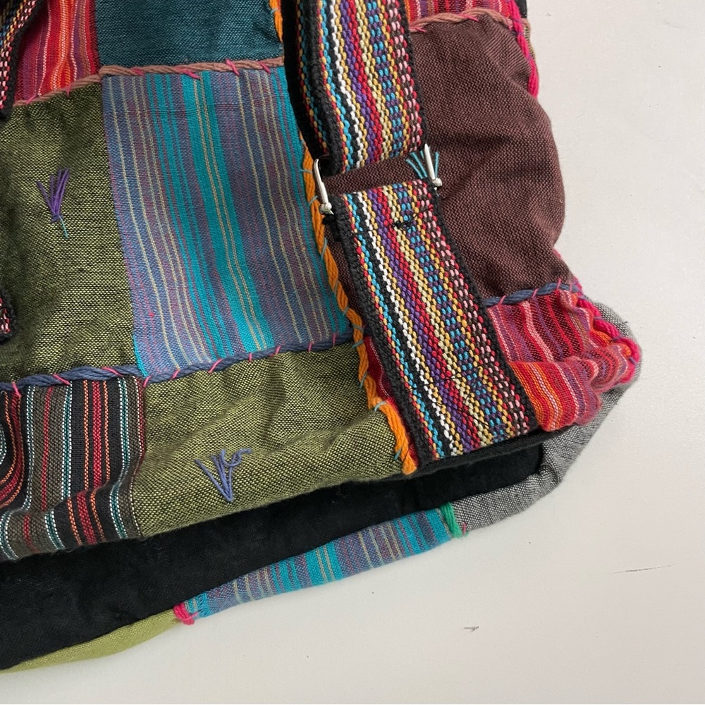 Patchwork Backpack Sack Boho Artsy Ethnic Festiva… - image 8